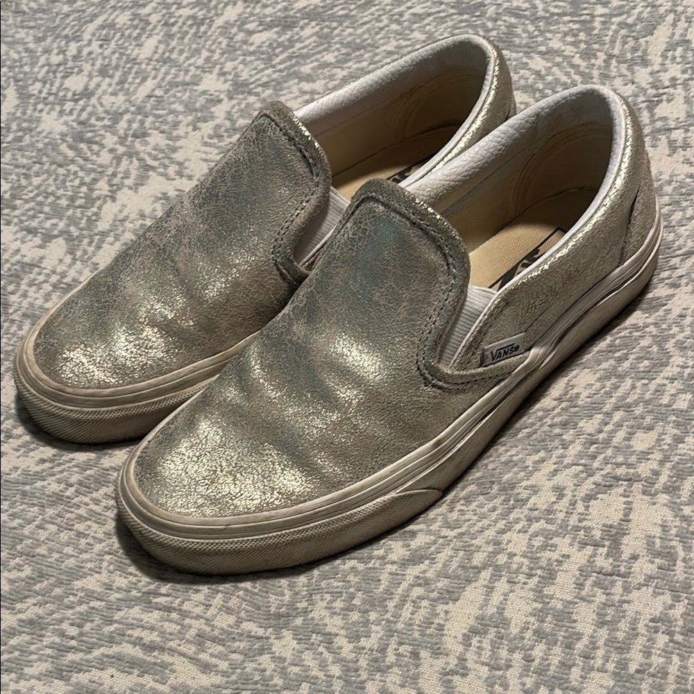 Vans Silver Slip-On Sneakers